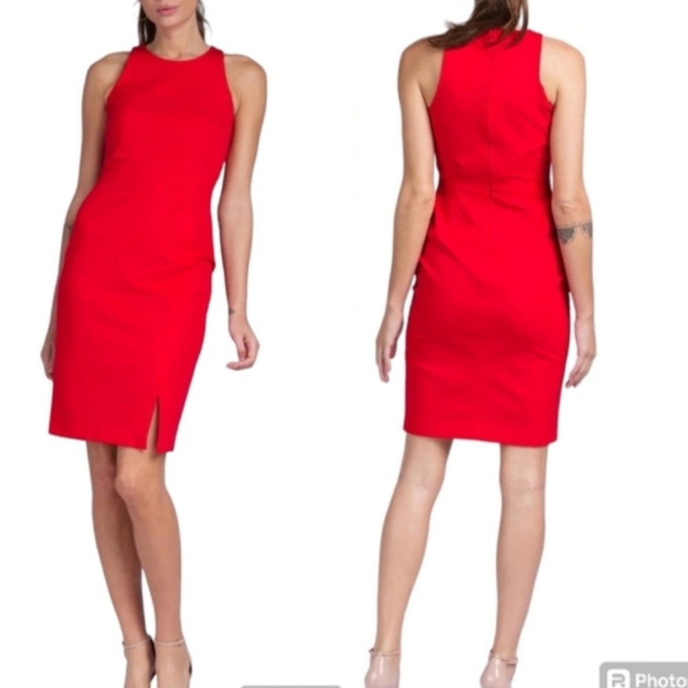 Banana Republic Size 2 Classic Red Halterneck Sleeveless Bodycon Mini Dress